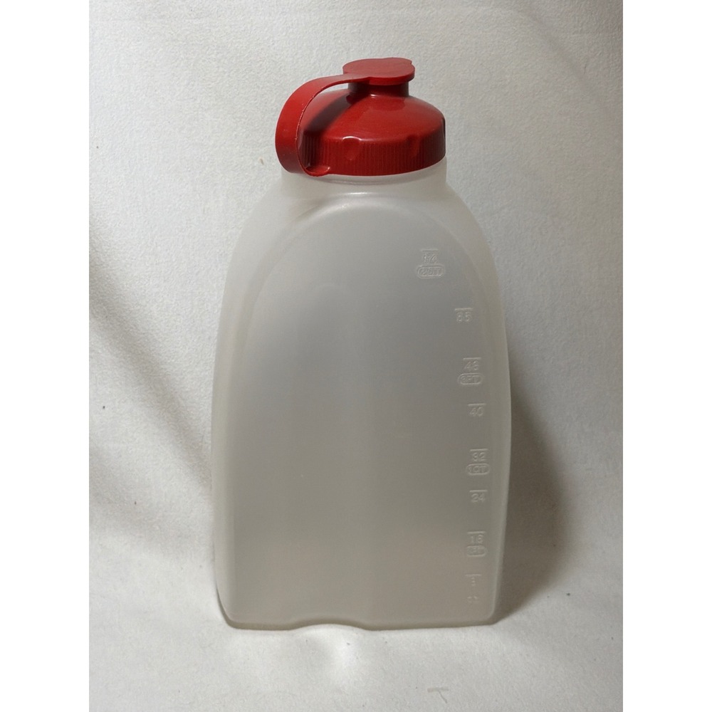 Rubbermaid 2 Quart Water Bottle 64 oz Translucent Red Lid Made in USA Vintage